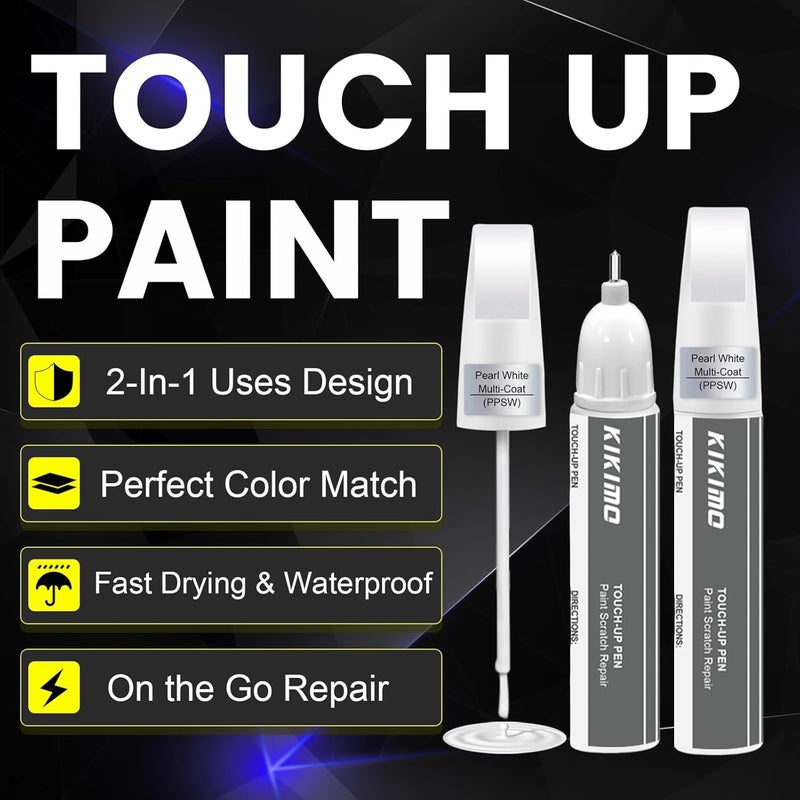 KIKIMO for Tesla Touch Up Paint(Deep Blue Metallic(PPSB)), Car Paint Repair Kit for Tesla Model Y/3/S/X, 2 In 1 Scratches Repair with Pen Tip and Brush, Color-Matched for Quick & Easy Fix - Image 2